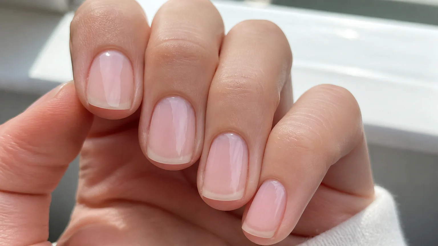 Close-up of neatly manicured natural nails