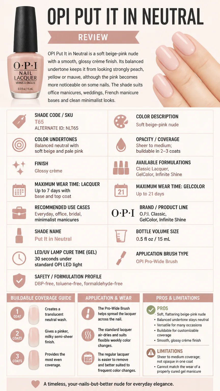 OPI Put It in Neutral nail polish review infographic
