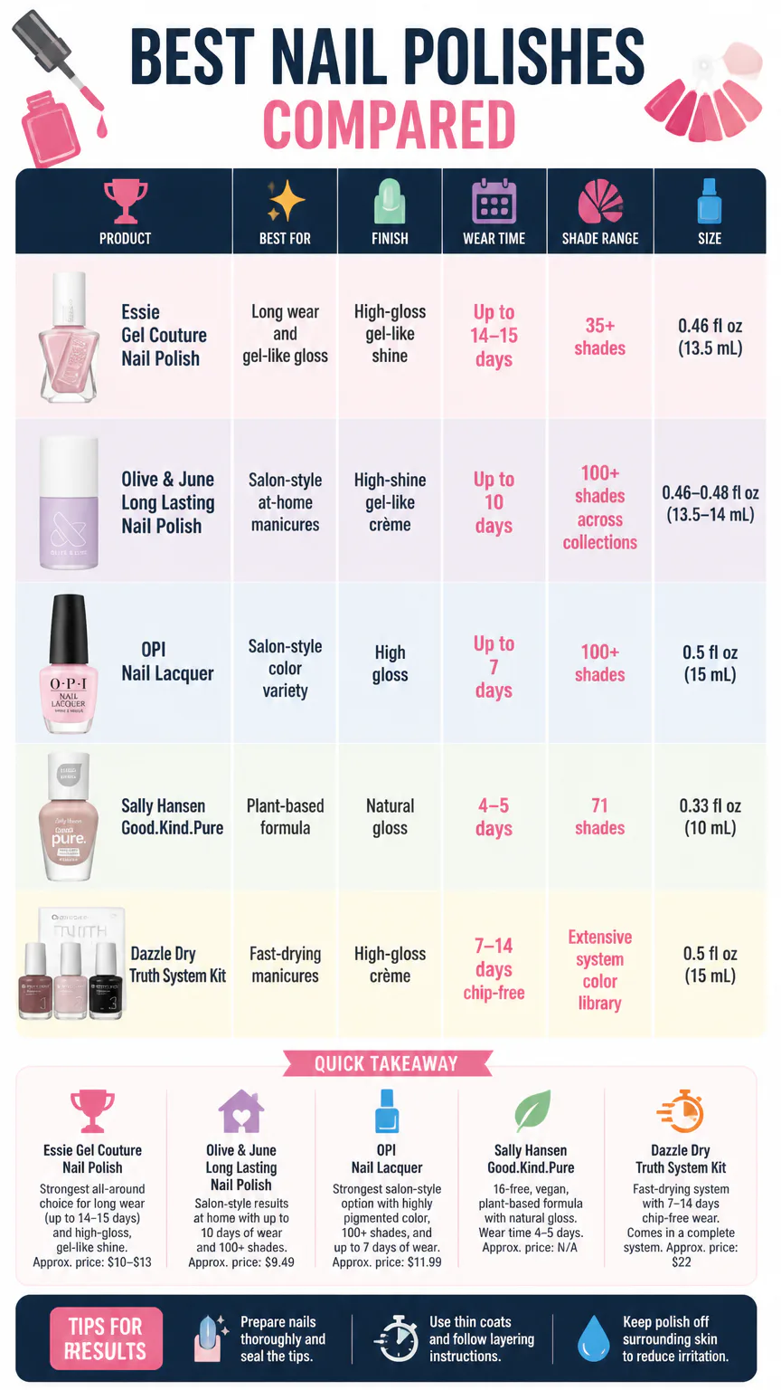 Best nail polishes comparison infographic