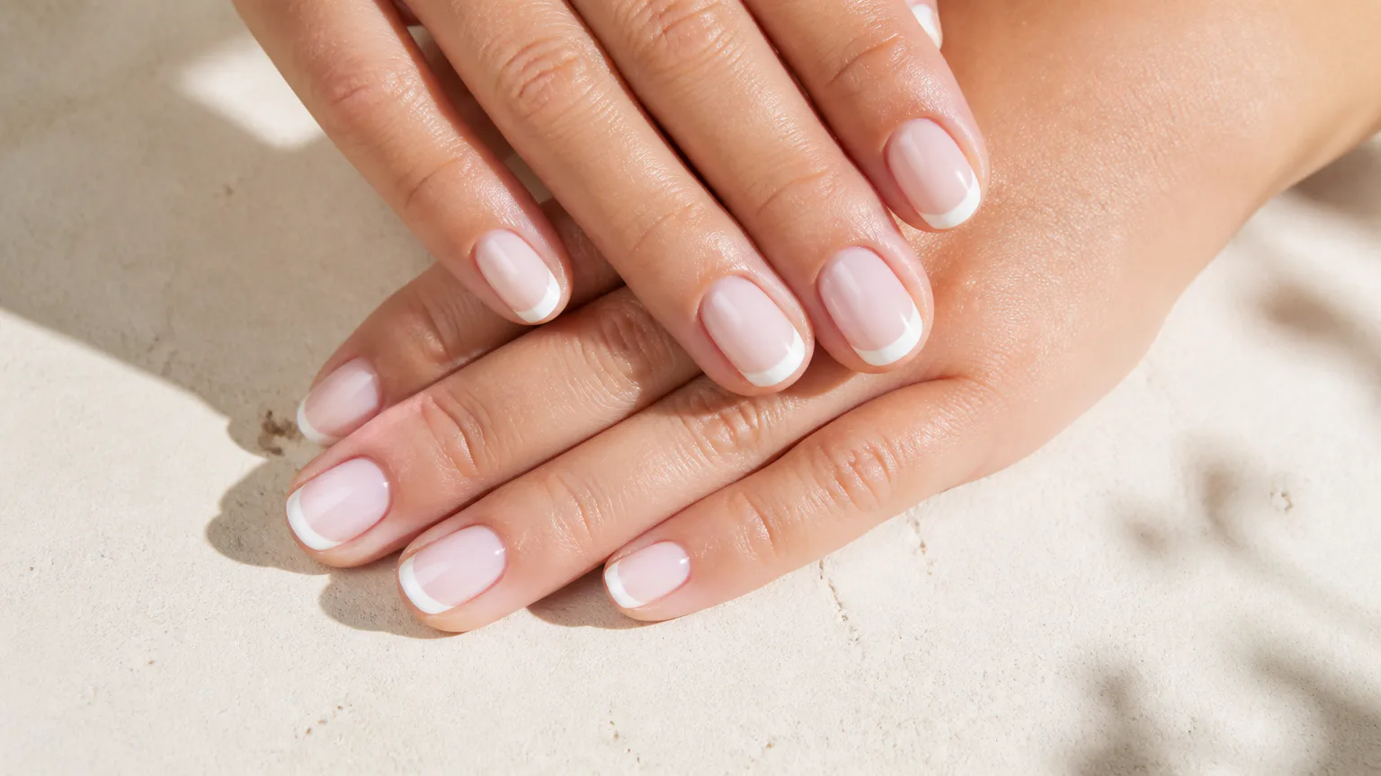 Hands with classic French manicures