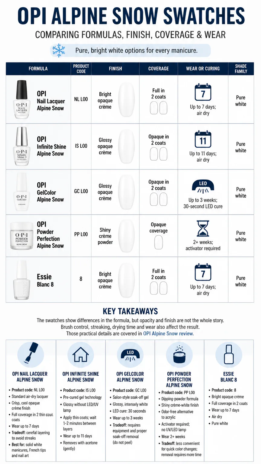 OPI Alpine Snow formula comparison infographic