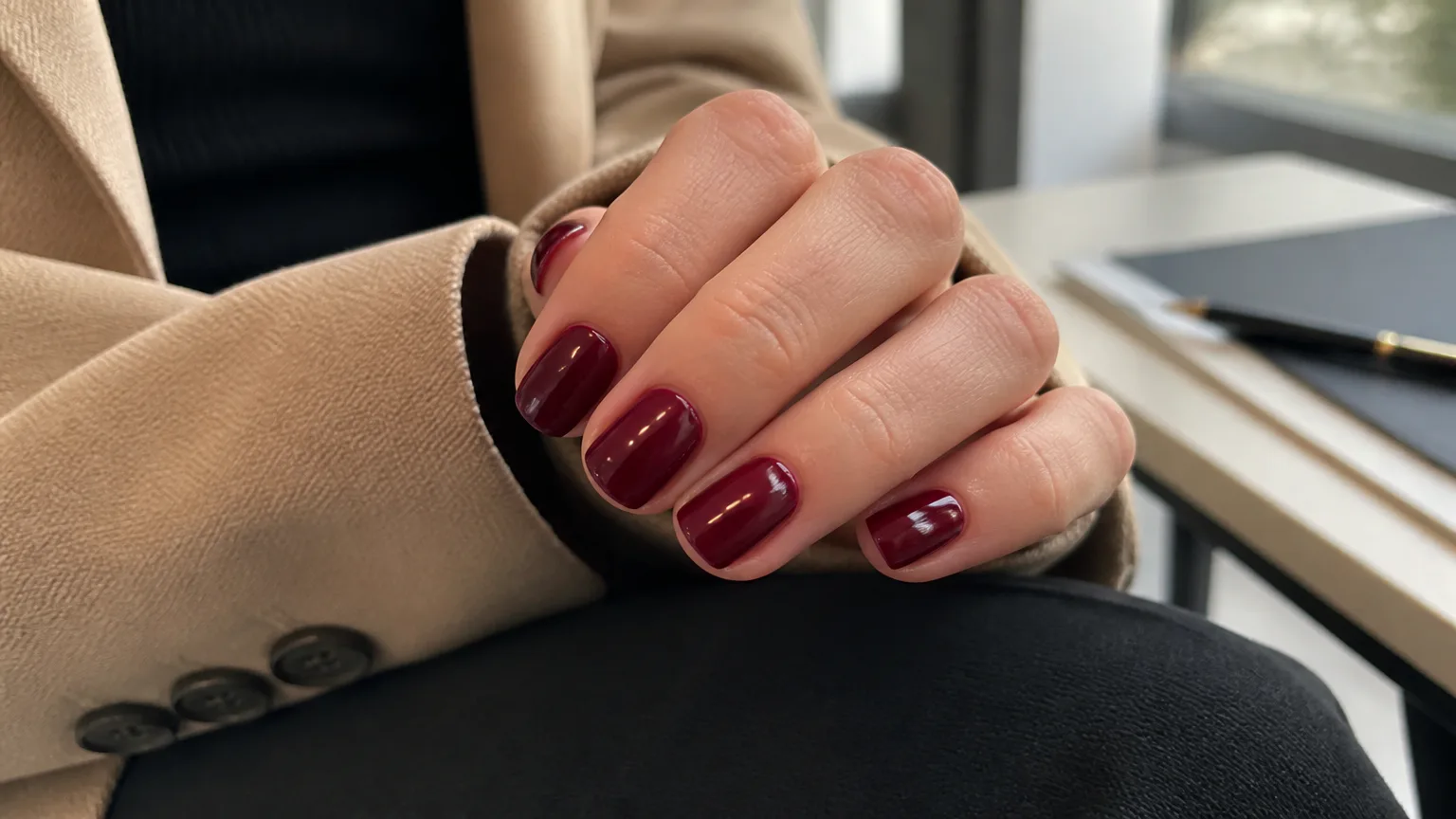 Best Burgundy Nail Polish Essie Bordeaux glossy nails