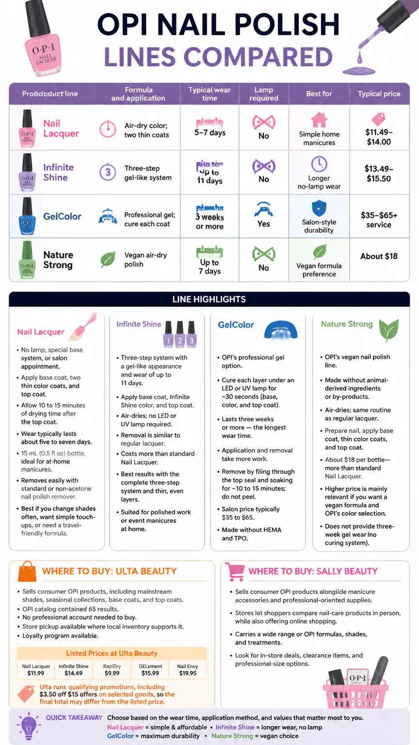Infographic comparing OPI nail polish lines