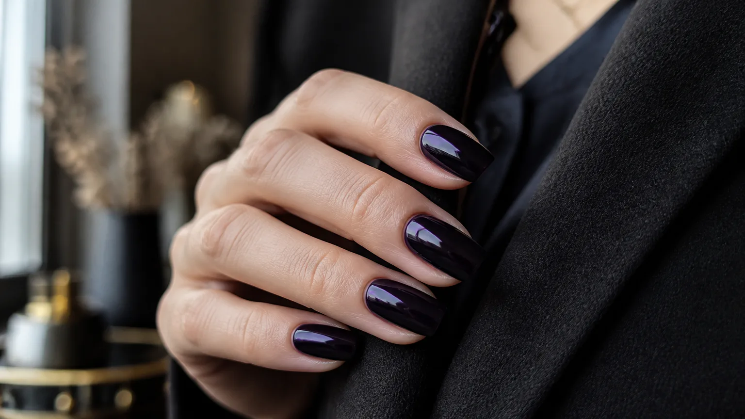 OPI nail polish colors Lincoln Park After Dark glossy nails