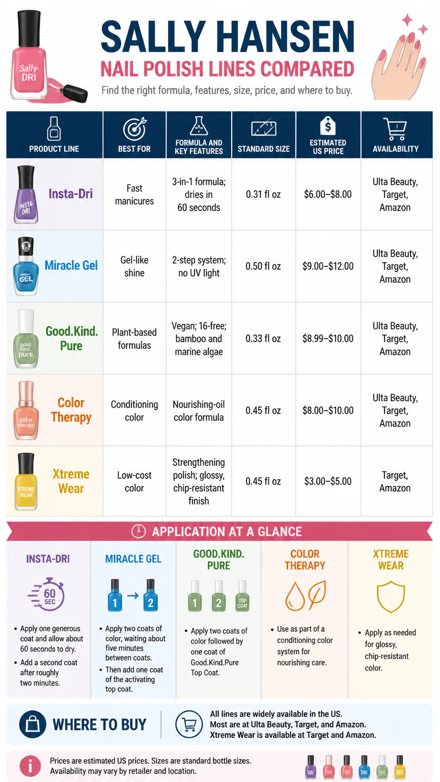Sally Hansen nail polish comparison infographic