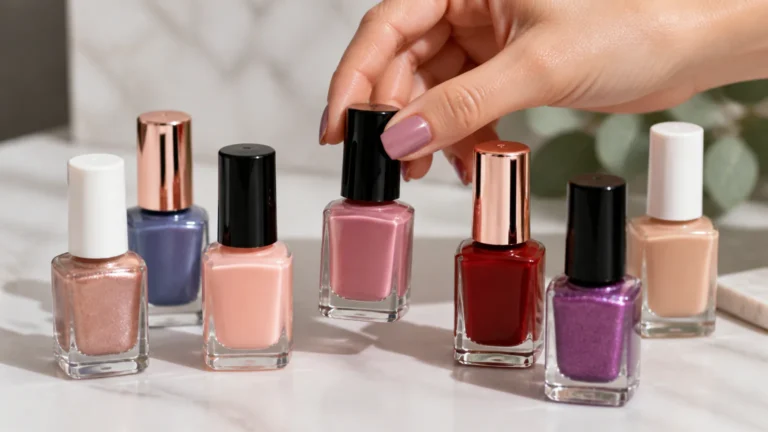 Sally Hansen nail polish bottles in assorted colors