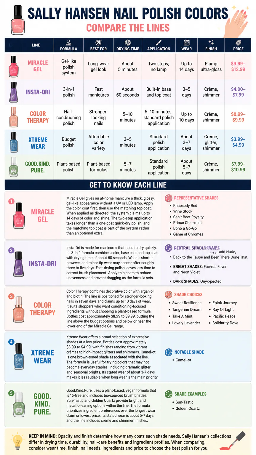 Sally Hansen nail polish comparison infographic