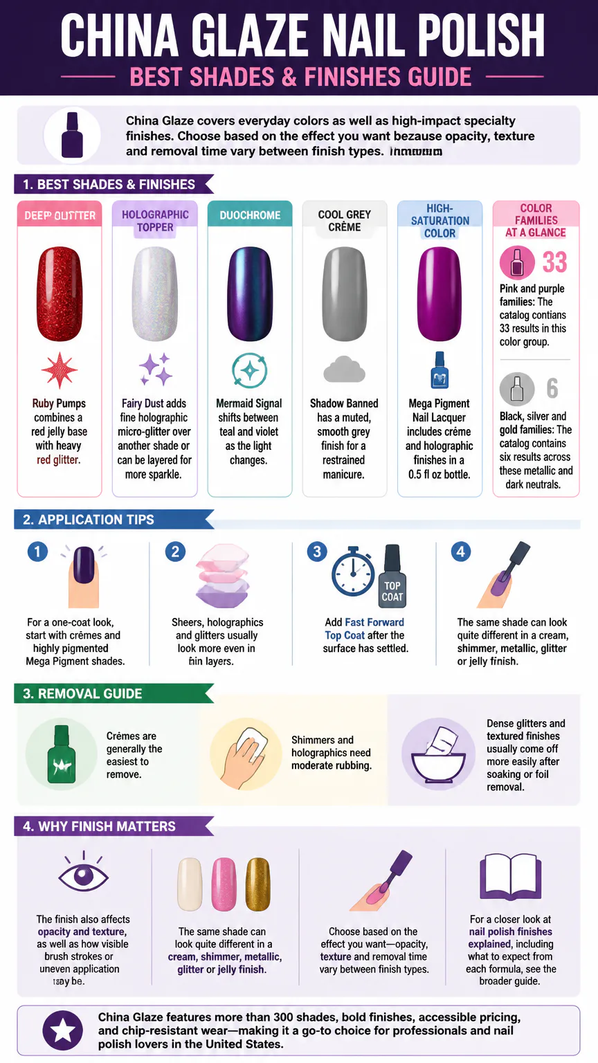 China Glaze nail polish shades and finishes guide