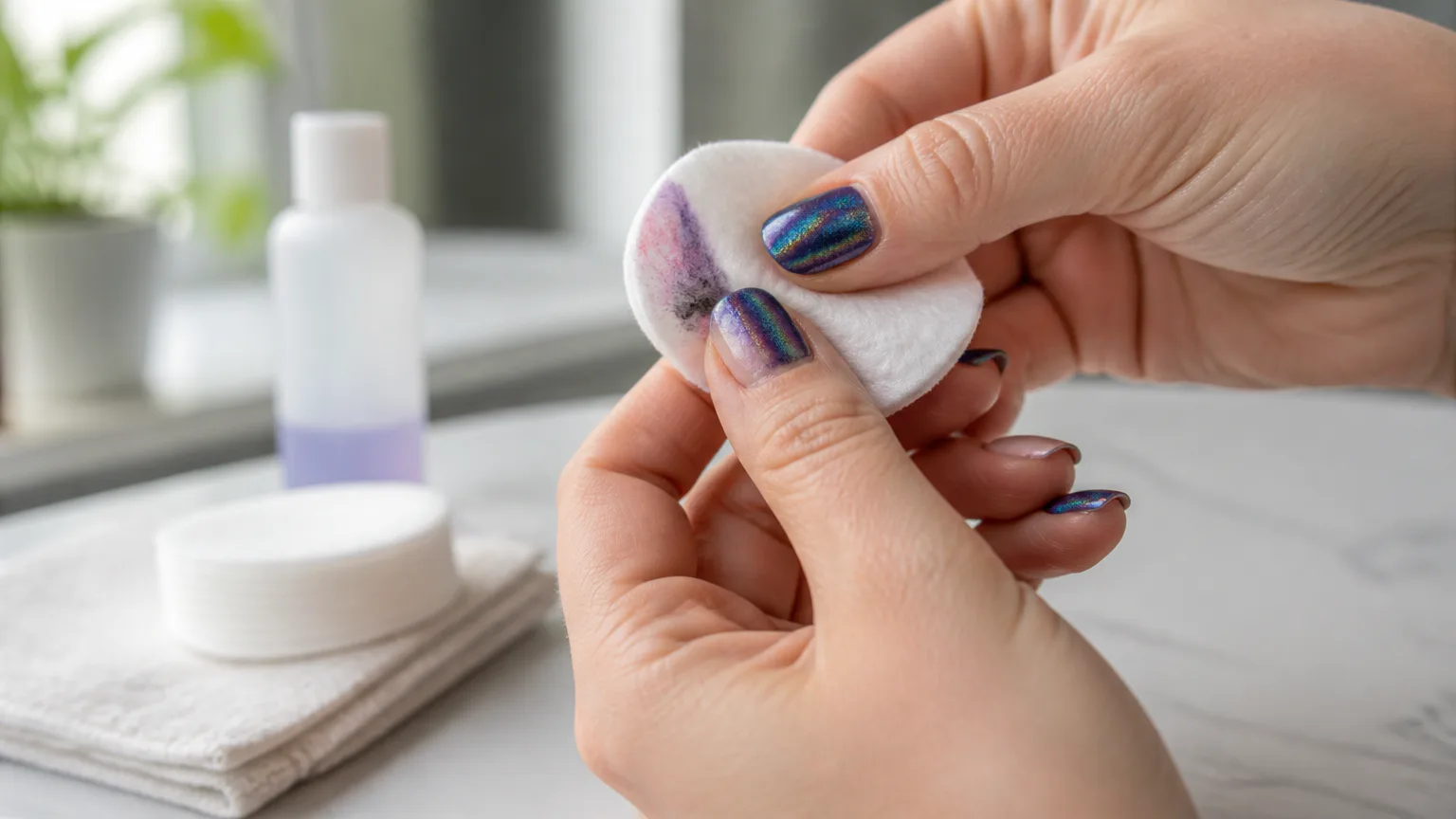 ILNP nail polish removal with cotton pad