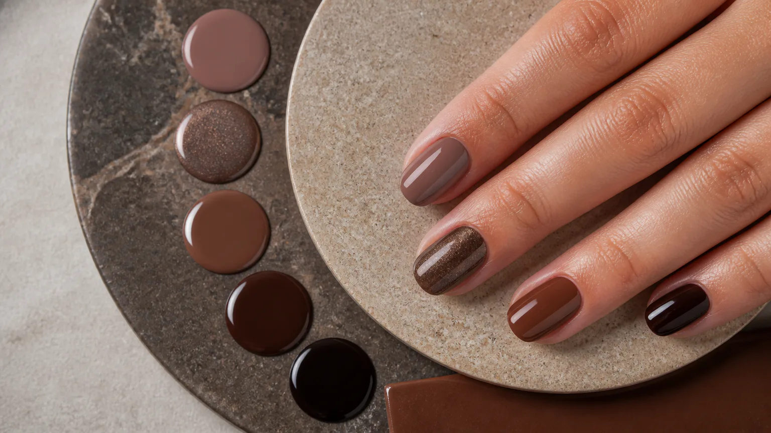 hottest nail Brown-toned manicure with matching polish...