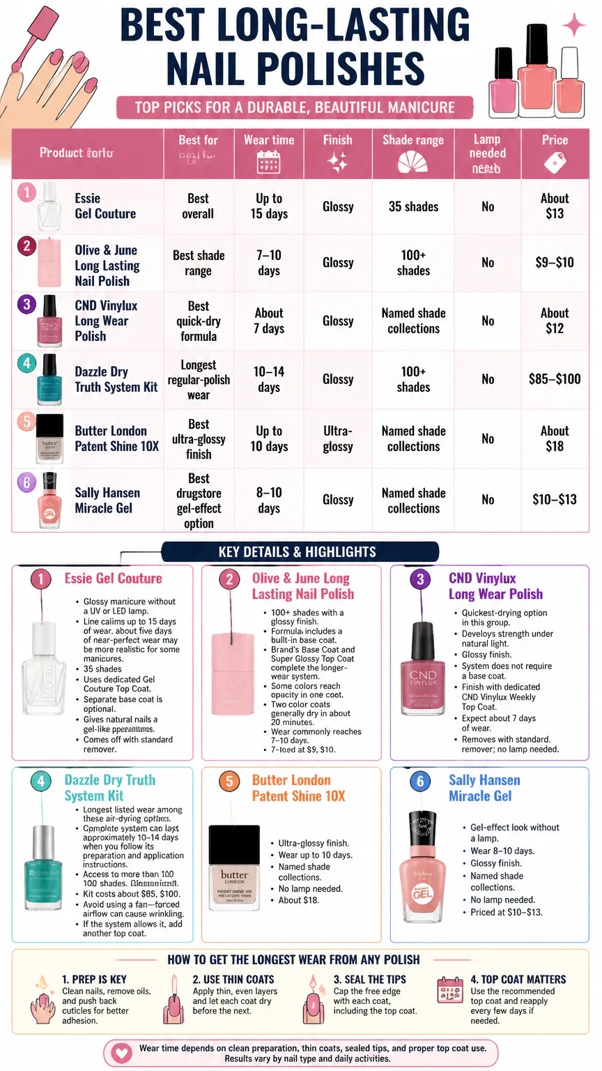 Infographic comparing long-lasting nail polishes