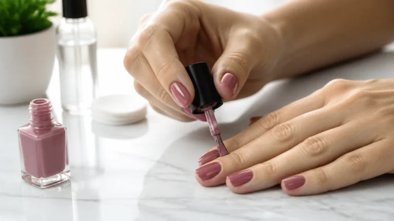 How to Apply Nail Polish Woman applying pink nail polish