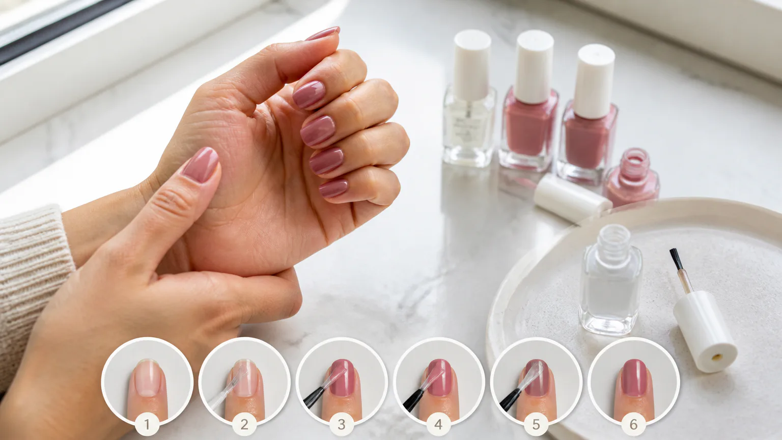 Step-by-step manicure with nail polish