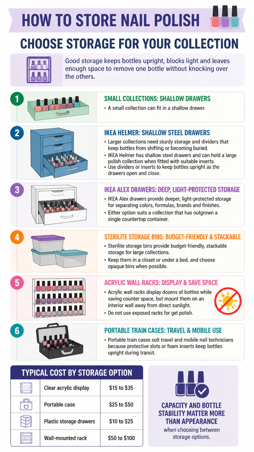 Infographic on nail polish storage options