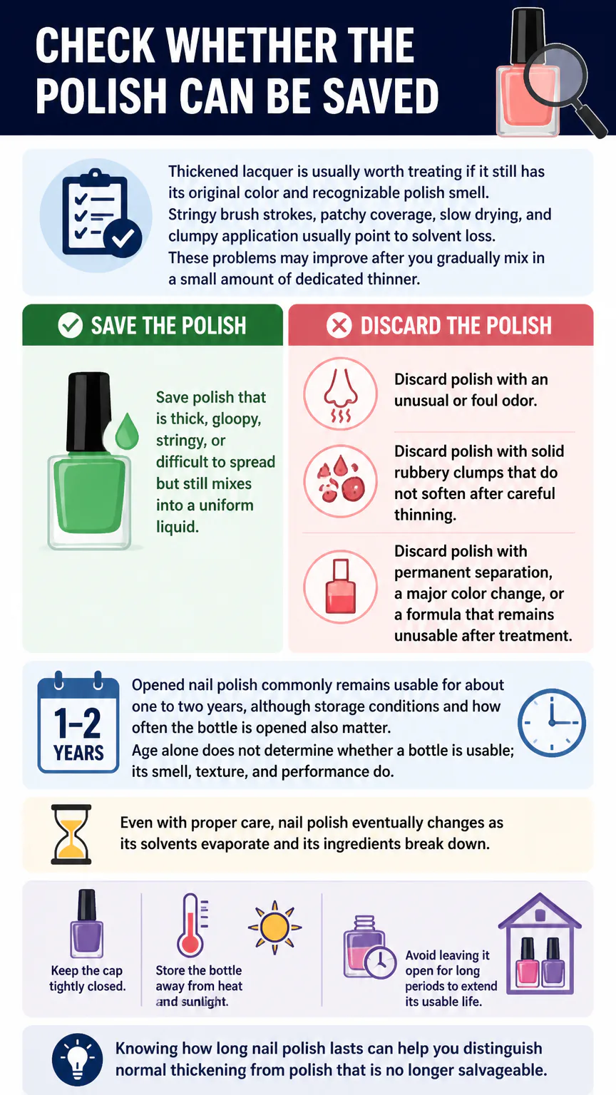 Infographic on saving or discarding nail polish