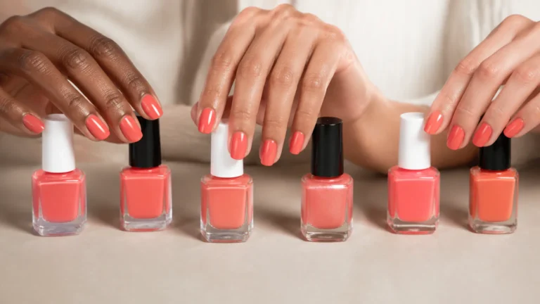 Best Coral Nail Polish Hands with coral nail polish bottles