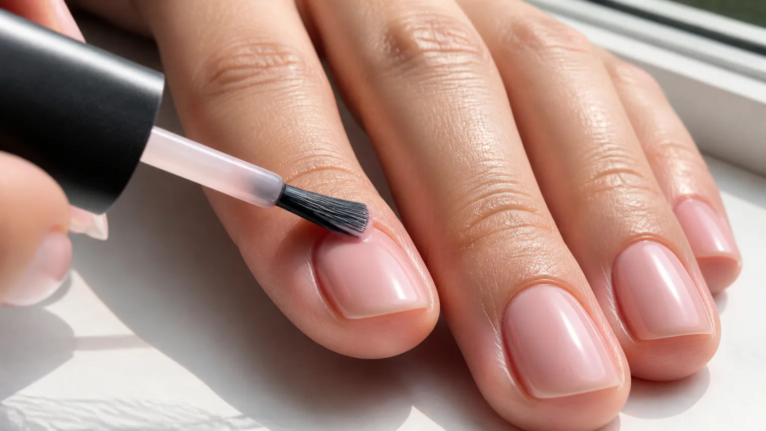 Woman applying quick-dry nail polish