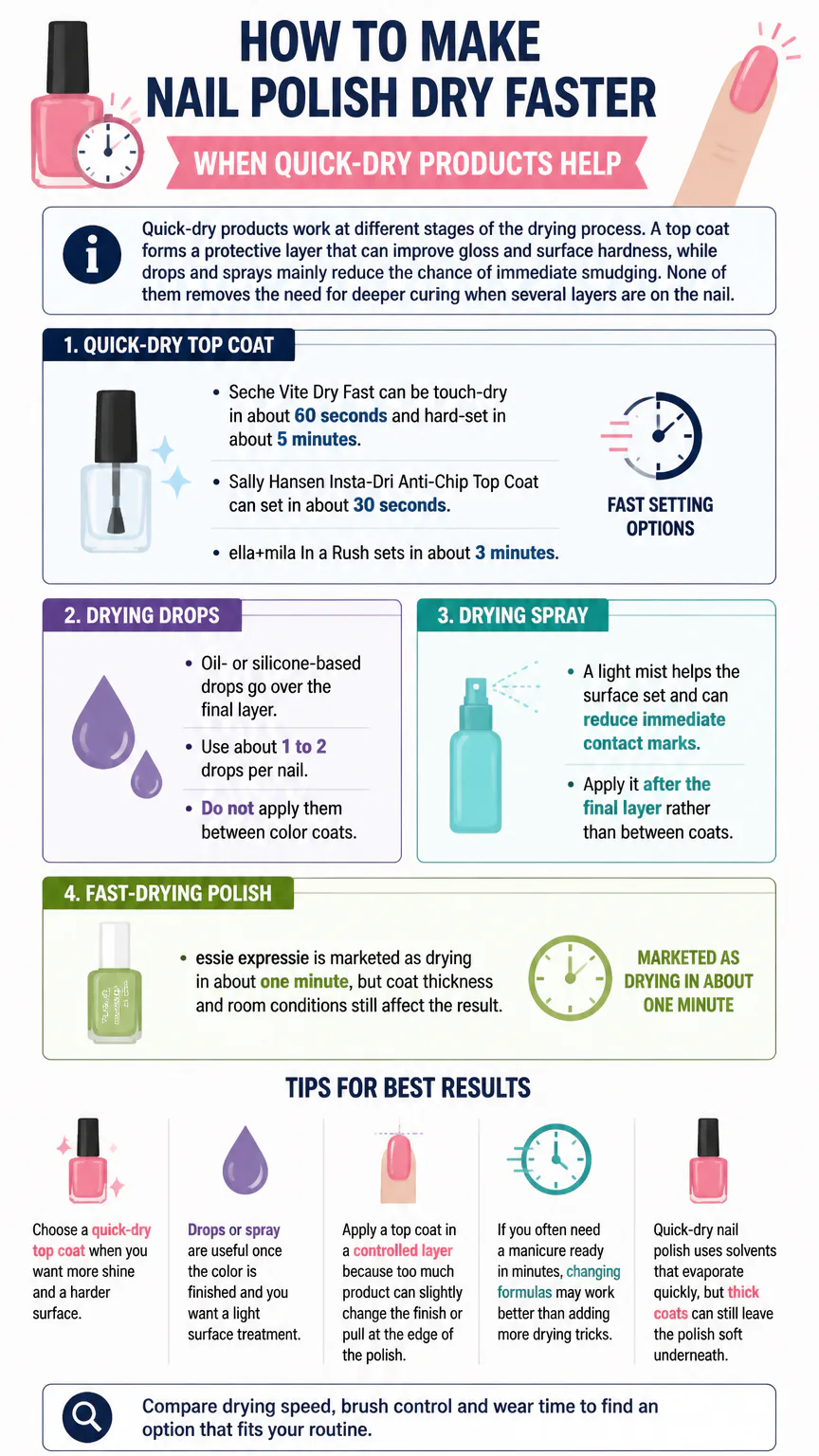 Infographic on drying nail polish faster