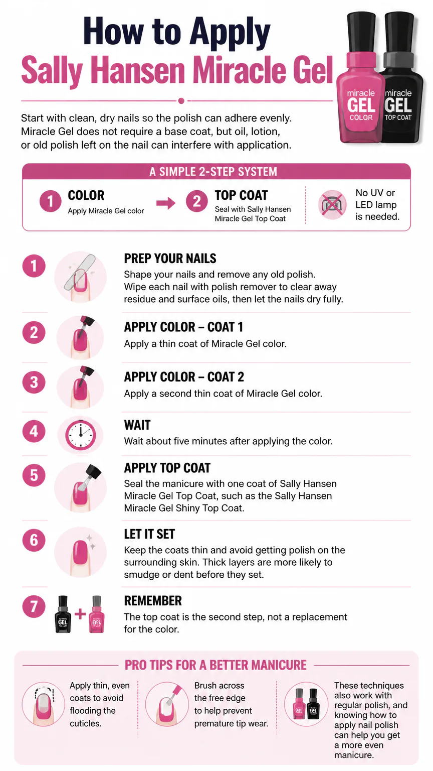 Infographic showing how to apply gel nail polish