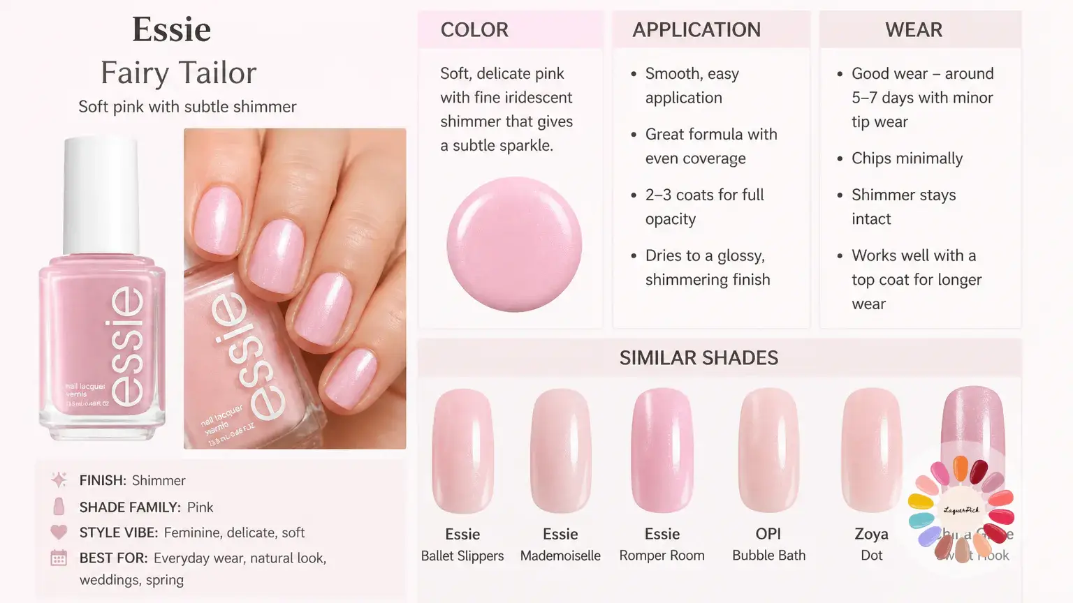 Essie Fairy Tailor: Color, Application, Wear & Similar Shades