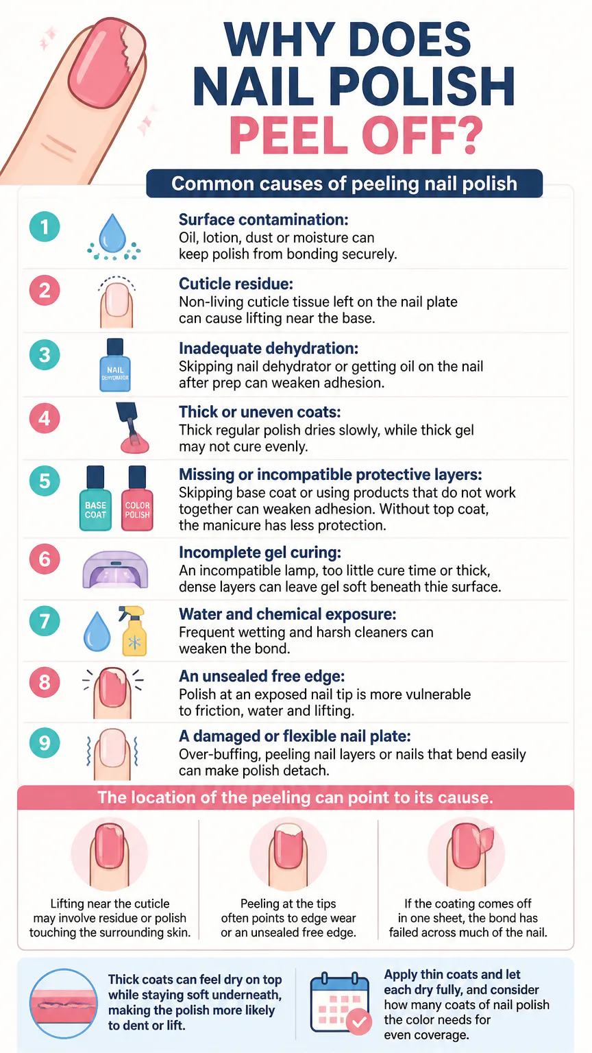 Infographic on causes of peeling nail polish
